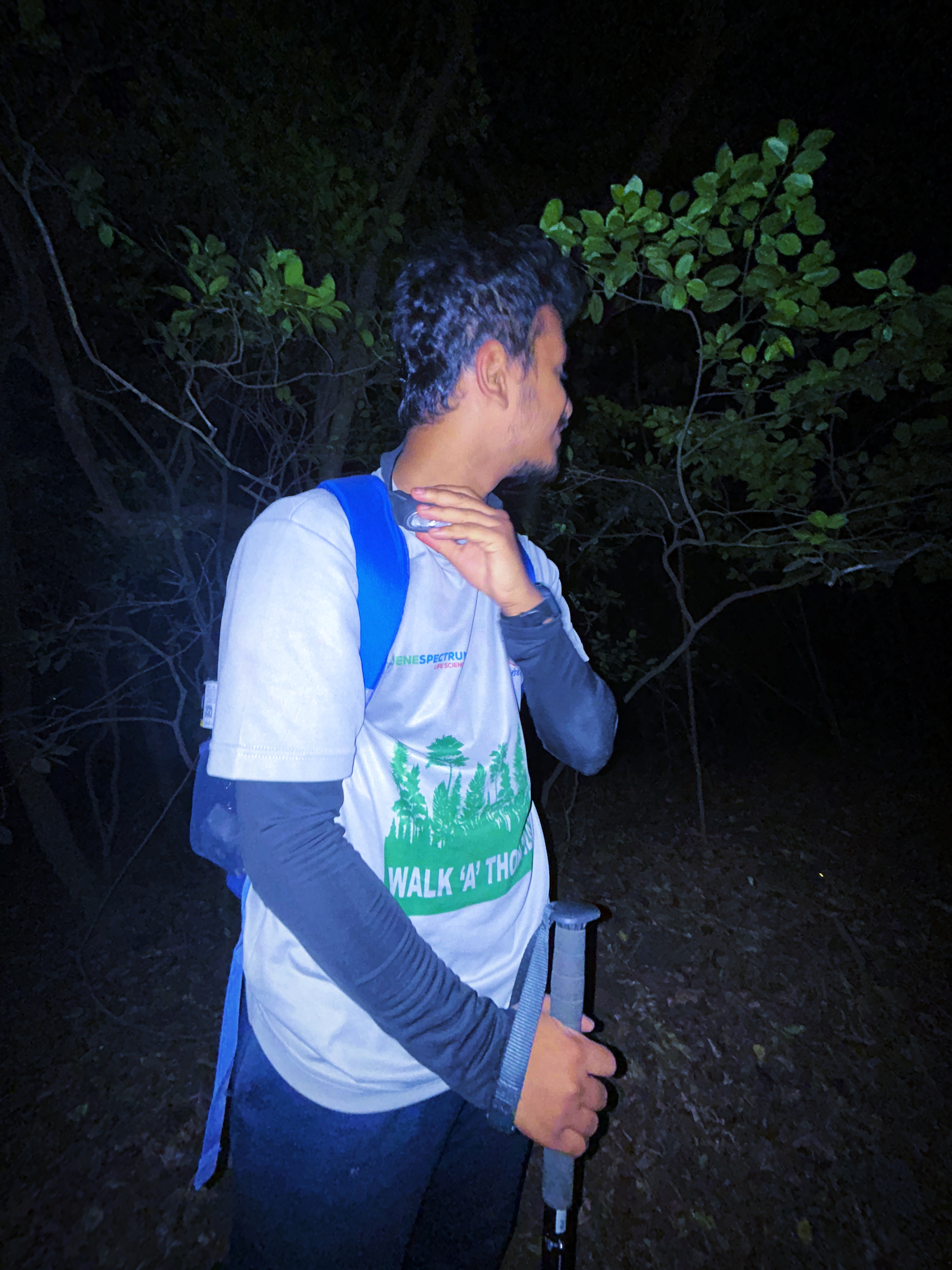Shreyash on a night forest trail